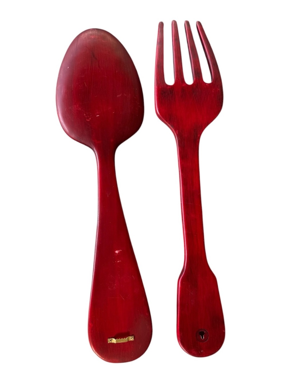 Large Red Wooden Spoon & Fork Wall Decor - Kitchen Accent - Picture 4 of 8